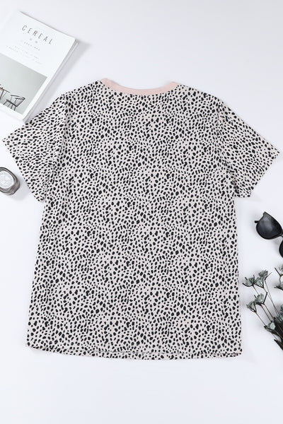 Animal Dot Print Crew Neck Plus Size T Shirt