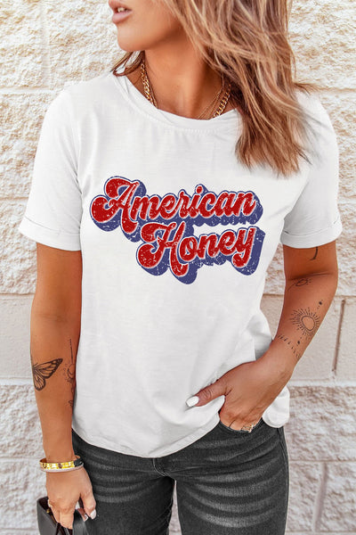 America Honey Graphic Short Sleeve Top
