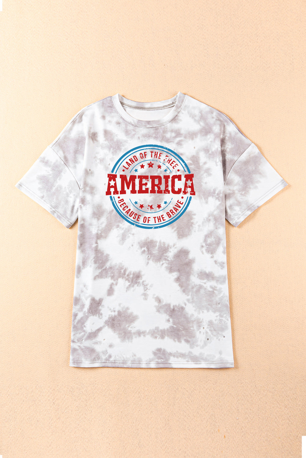 Oversized Tie-dye AMERICA T-shirt with Distressing
