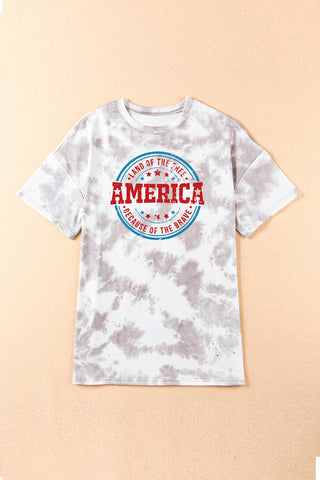 Oversized Tie-dye AMERICA T-shirt with Distressing