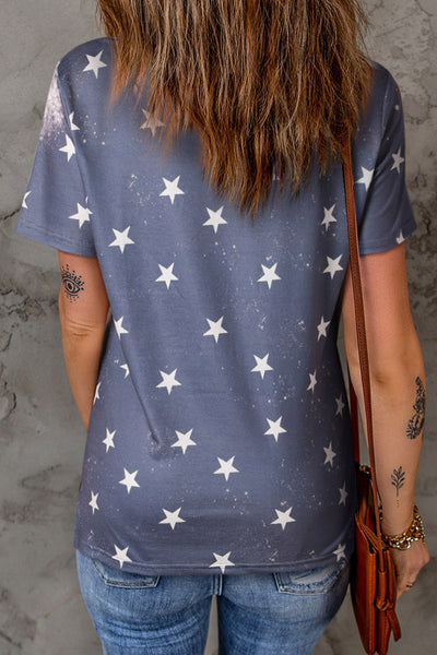 4th Of July Stars Print Short Sleeve T Shirt