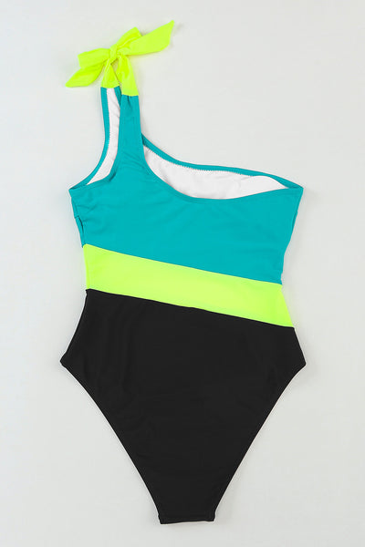Asymmetric One-shoulder Colorblock Swimsuit