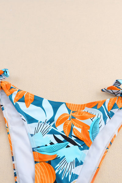 3pcs Tropical Bow Tie Bikini Swimsuit Set