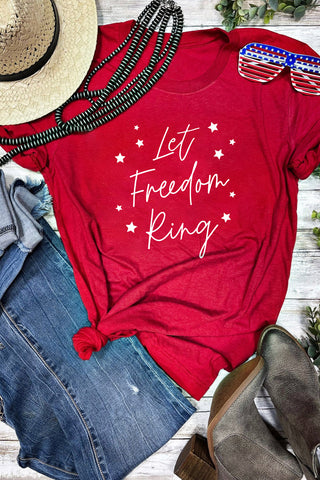 Let Freedom Ring Stars Print Short Sleeve T Shirt