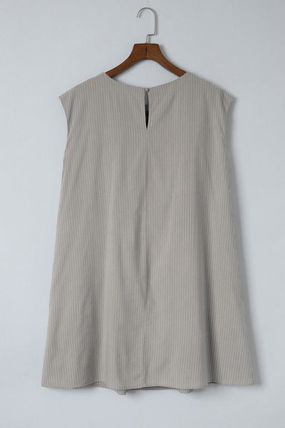 Embroidered Striped Print Sleeveless Mini Dress