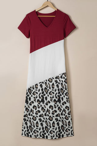Color Block Side Slit T Shirt Maxi Dress