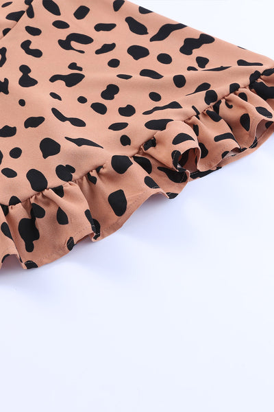 Leopard Shift Dress with Ruffle