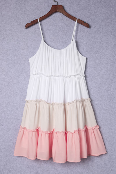 Frill Tiered Colorblock A-line Sundress