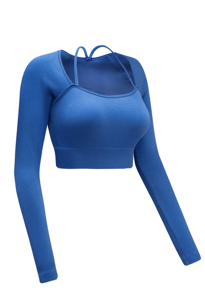 Ribbed Long Sleeve Cropped Yoga Top