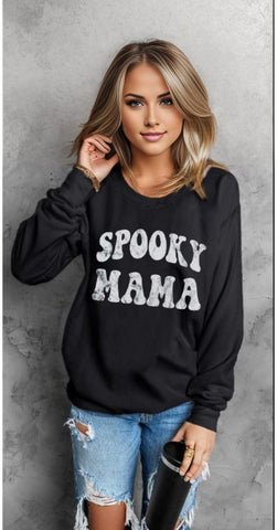 SPOOKY MAMA Letter Graphic Sweatshirt