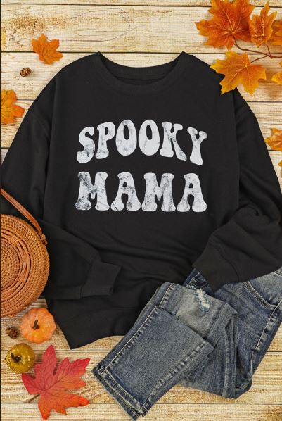 SPOOKY MAMA Letter Graphic Sweatshirt