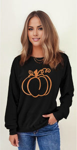 Glitter Halloween Pumpkin Graphic Sweatshirt