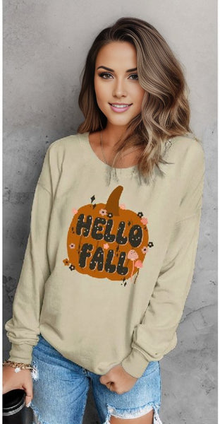 Pumpkin HELLO FALL Graphic Sweatshirt
