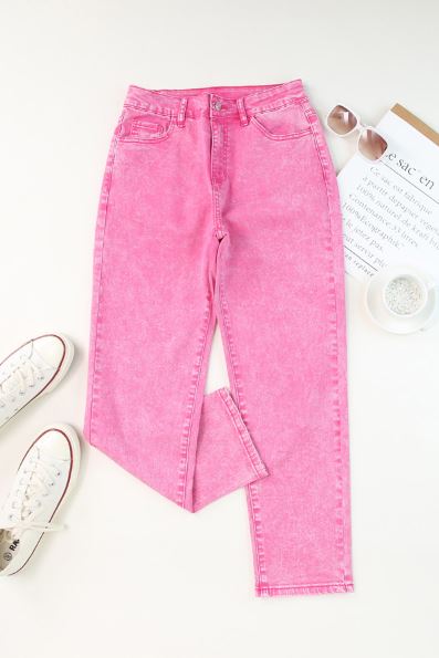 Mid-Waist Pocketed Button Casual Jeans