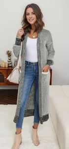 Textured Knit Pocketed Duster Cardigan