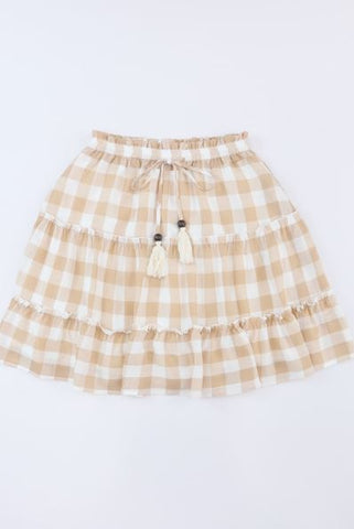 Plaid Print Ruffle Tiered Mini Skirt
