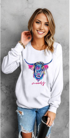 Cool Highland Heifer Moody Graphic Sweatshirt
