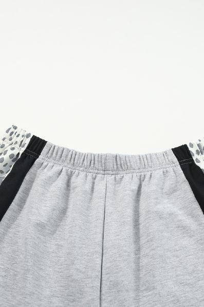 Leopard Colorblock Pullover and Shorts Set