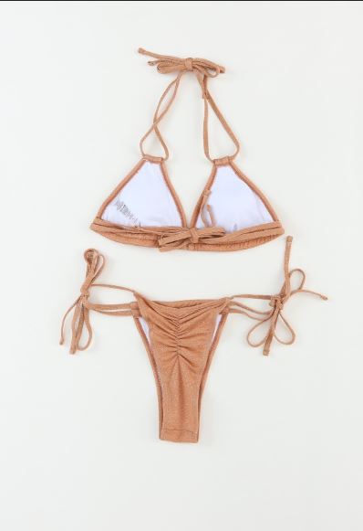 Conch Tasseled Dual Straps Halter Bikini with Ties