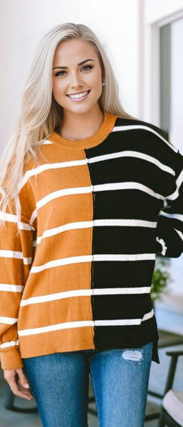 Oversized Contrast Printed Dropped Shoulder Top