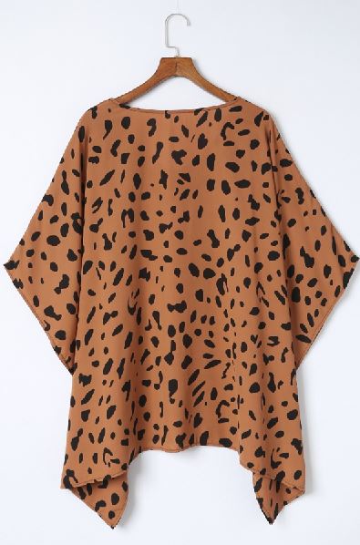 Leopard Batwing Sleeve Tunic Top
