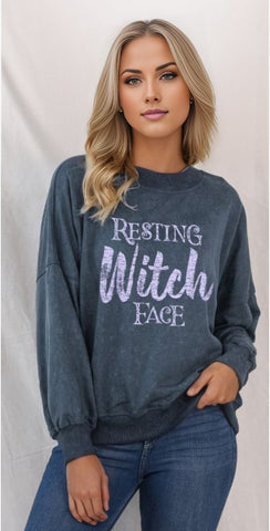 Resting Witch Face Graphic Drop Shoulder Sweater