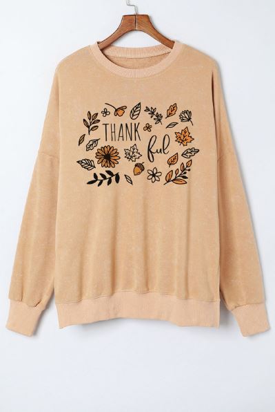 Thankful Fall Leafy Graphic Split Sweatshirt