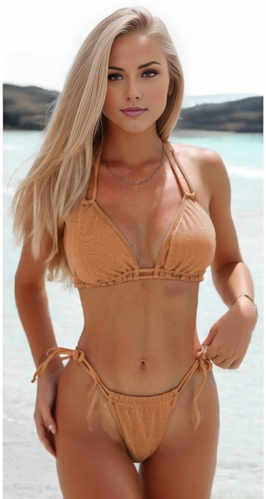 Conch Tasseled Dual Straps Halter Bikini with Ties