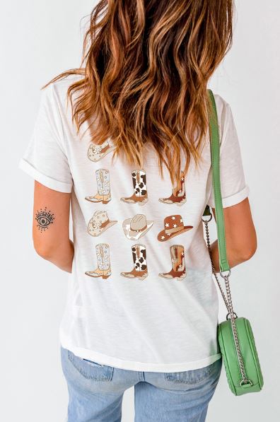 Double-Side Cowboy Hat & Boots Graphic Tee