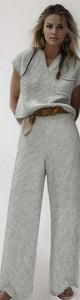 Knitted V Neck Sweater and Casual Pants Set