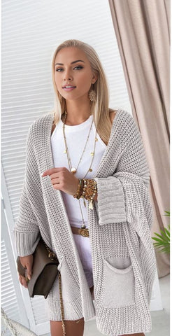 Oversized Fold Over Sleeve Sweater Cardigan