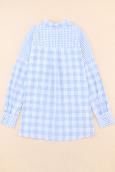 Mix Checked Patchwork Long Sleeve Shirt