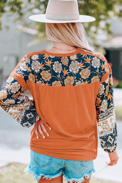 Pumpkin Patch Floral Patch Long Sleeve Graphic Tee