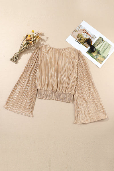 Bell Sleeve Pleated Blouse