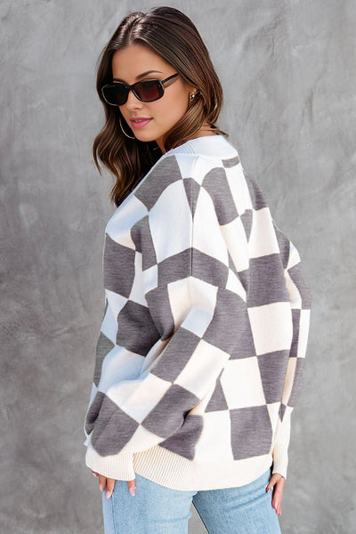 Checkered knitted Cardigan