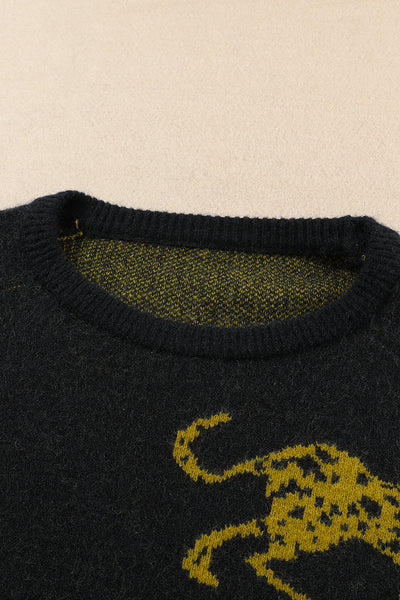 Nora Black Cheetah Pattern Sweater