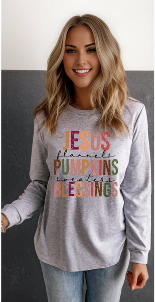 JESUS PUMPKINS BLESSINGS Long Sleeve T Shirt