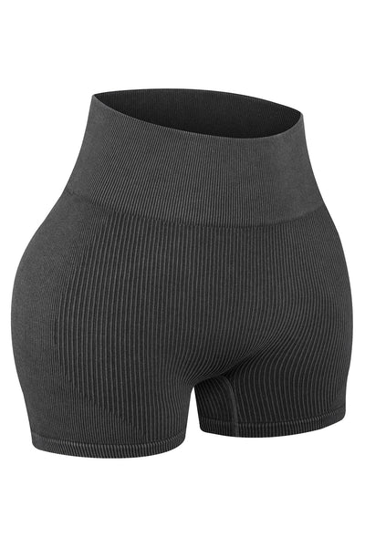 Seamless Ribbed Knit Butt Lifter Yoga Shorts