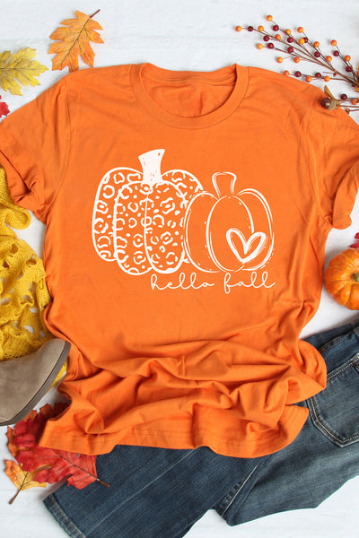 Pumpkin Graphic Print Crewneck Short Sleeve Top