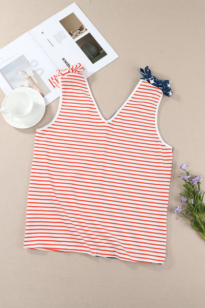 Color Block Knotted Straps Tank Top