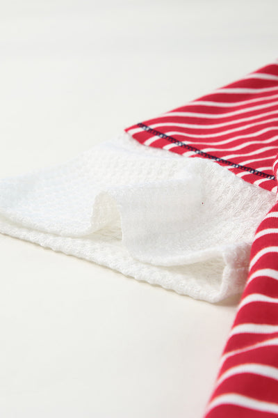 Stripes Stars Print Knit Short Sleeves Top