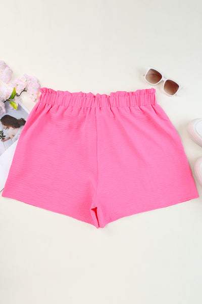 Paperbag High Waist Textured Casual Shorts