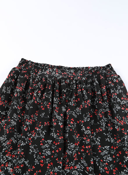 Floral Ruffled Crop Top and Maxi Skirt Set