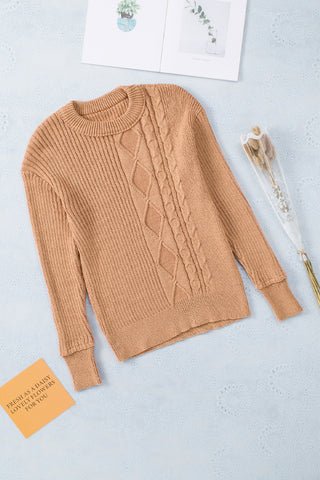 Multiple Pattern Knit Drop Shoulder Sweater