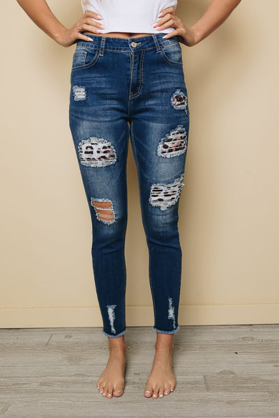 Emery Leopard Patches Jeans