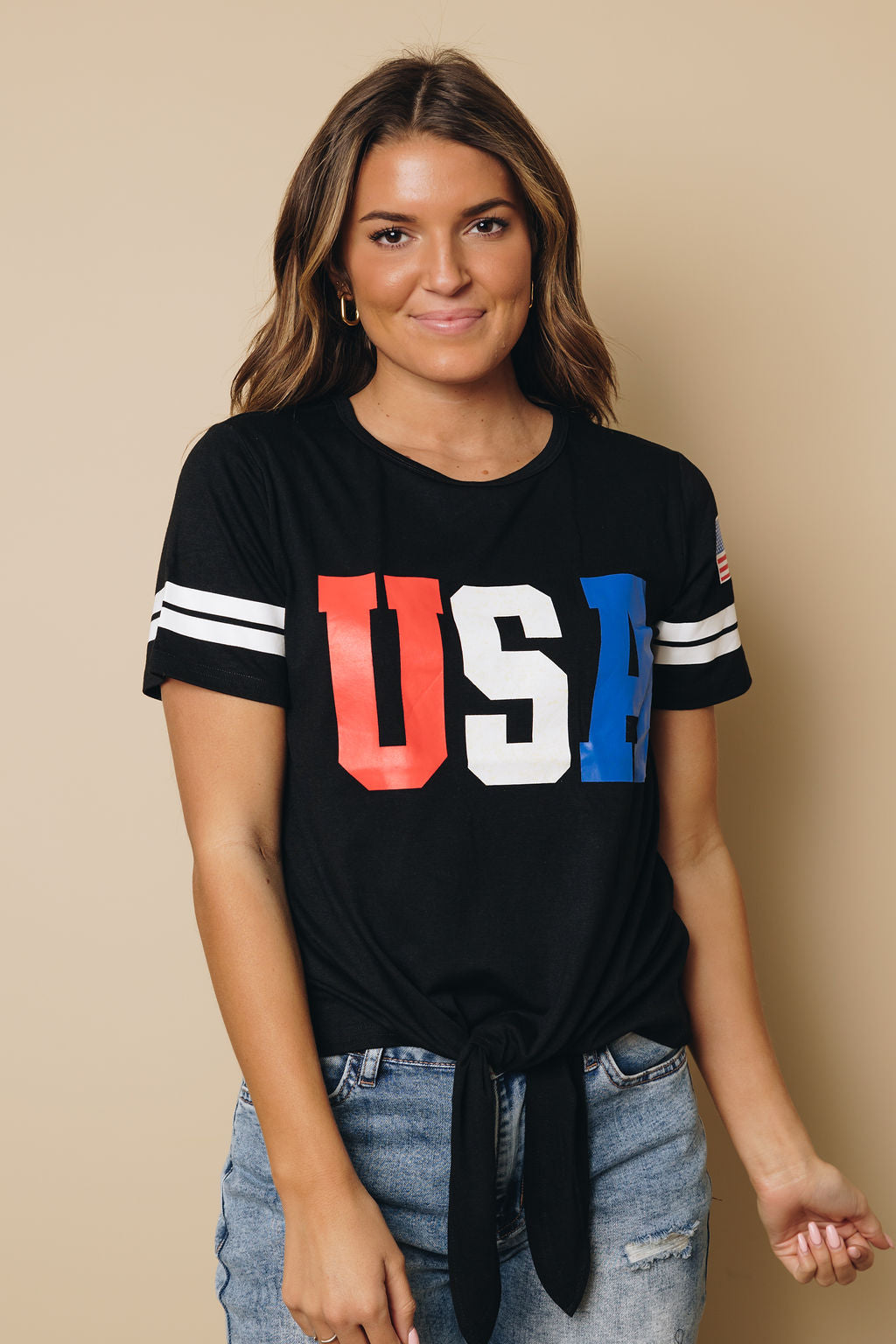 USA Tie Front Tee