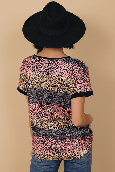 Ways Of A Woman Striped Leopard Top