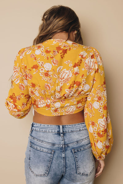 Poppy Floral Knot Crop Top