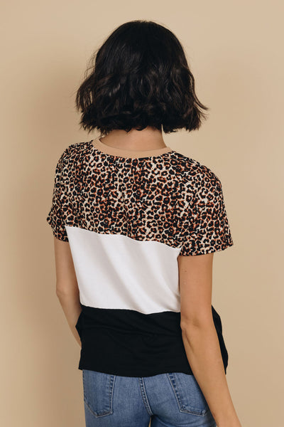 She's The Boss Colorblock Leopard Tee