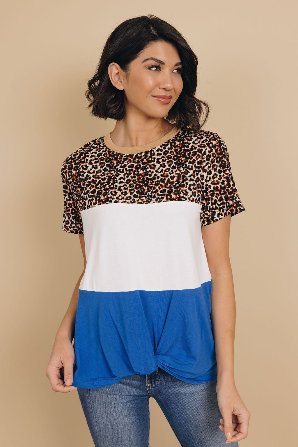She's The Boss Colorblock Leopard Tee